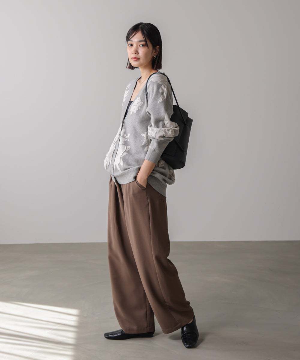 【新色追加】フラワージャガードドルマンニットカーディガン