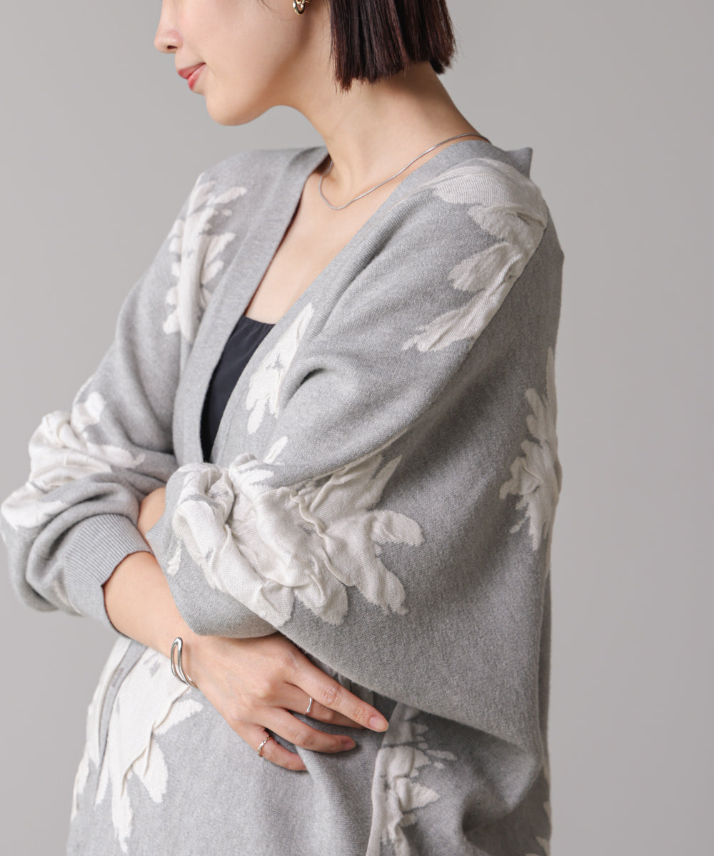 【新色追加】フラワージャガードドルマンニットカーディガン