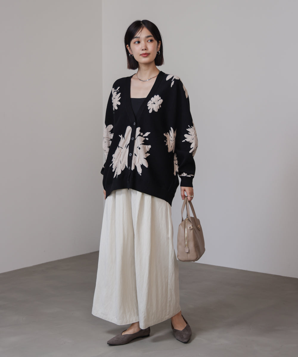 【新色追加】フラワージャガードドルマンニットカーディガン