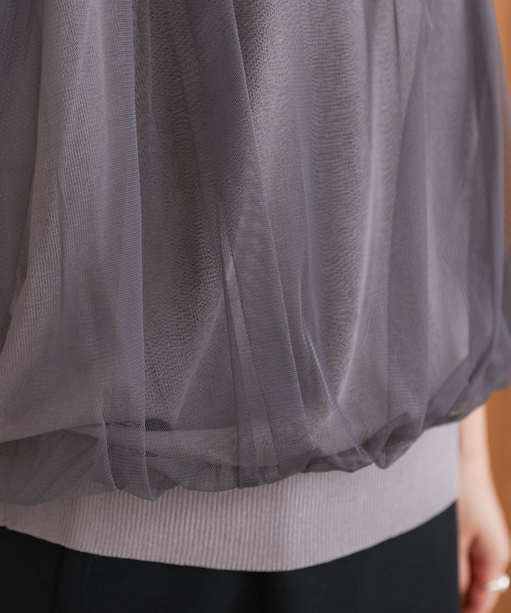 チュールドッキングノースリーブニット