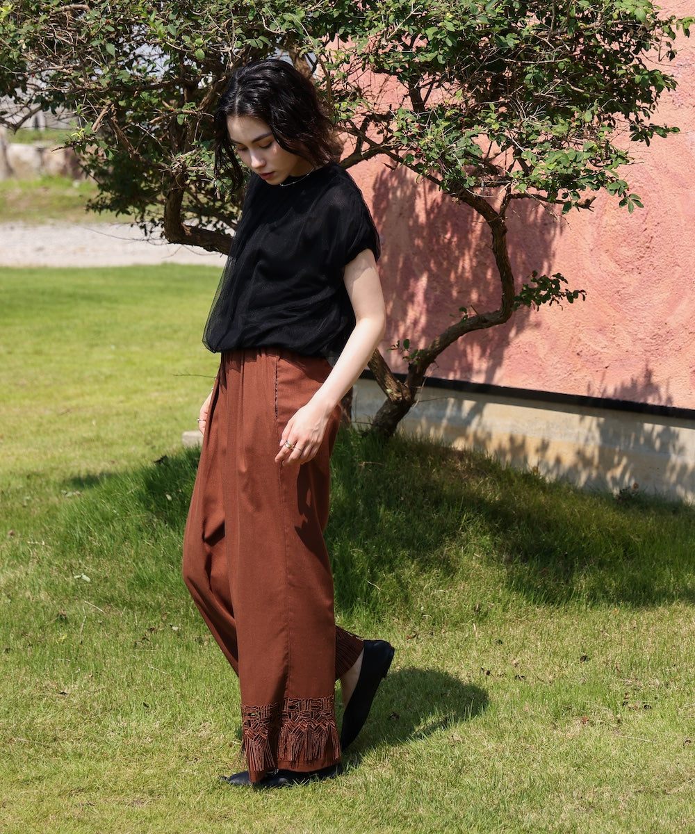 チュールドッキングノースリーブニット