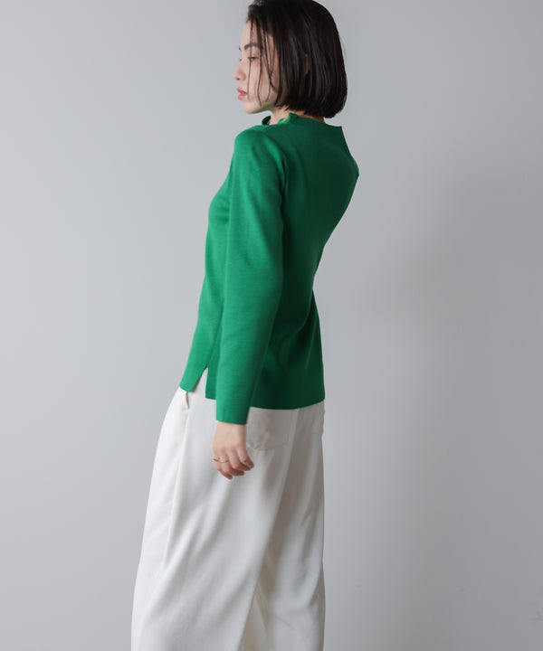 ハイネック総針ニットプルオーバー