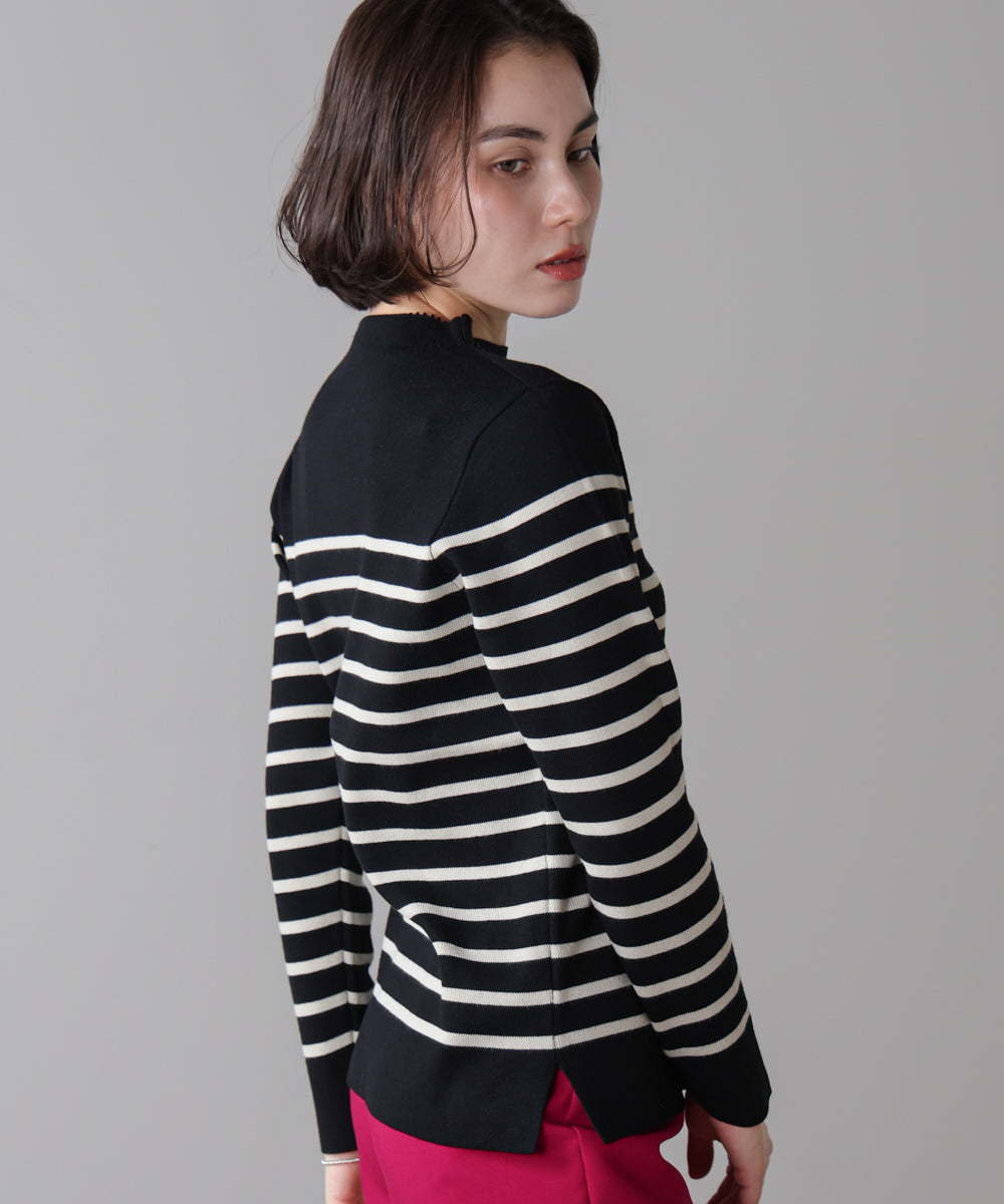 ハイネック総針ニットプルオーバー