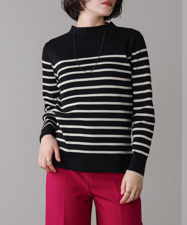 ハイネック総針ニットプルオーバー