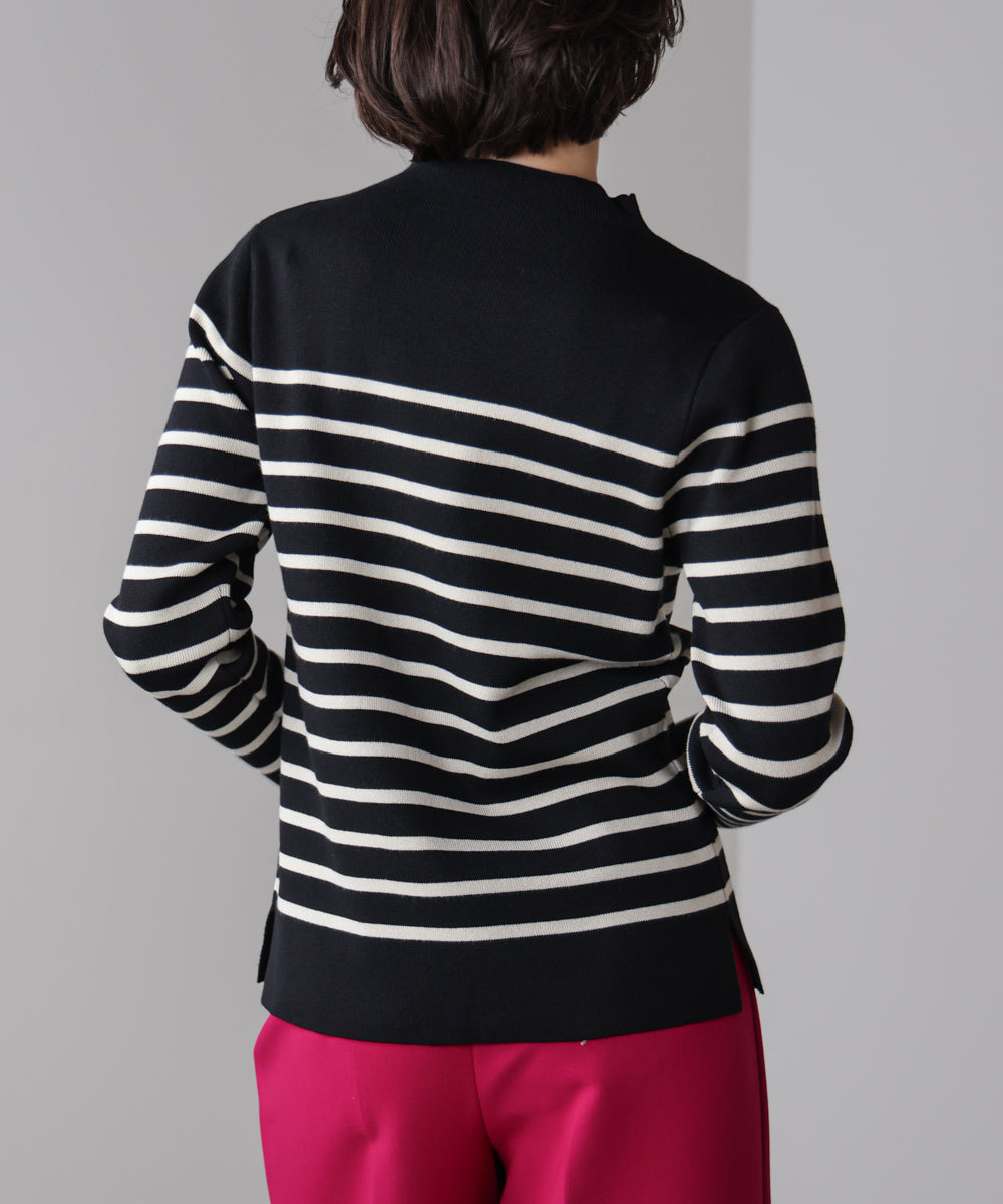 ハイネック総針ニットプルオーバー