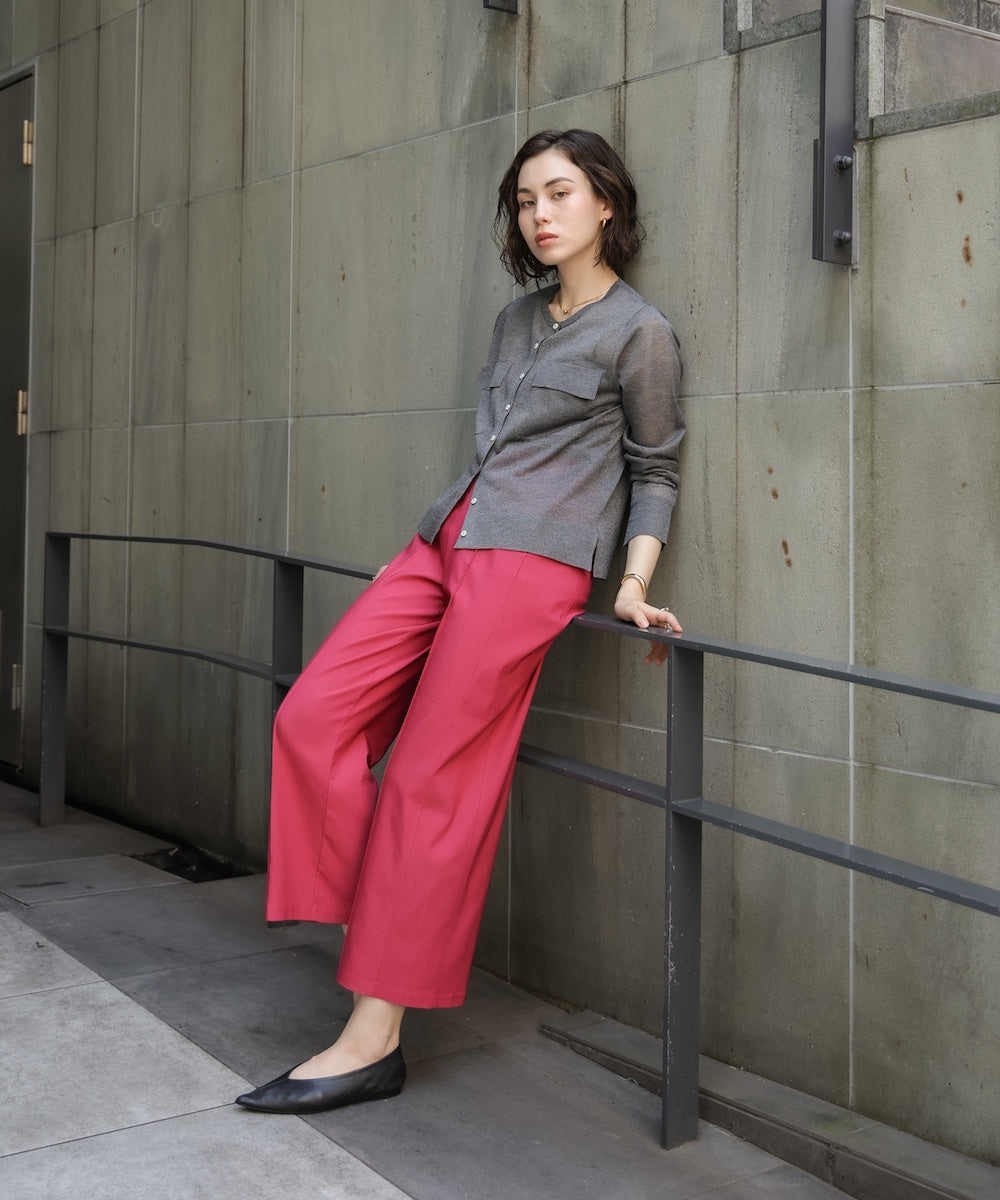 胸フラップポケットシアーニットカーディガン