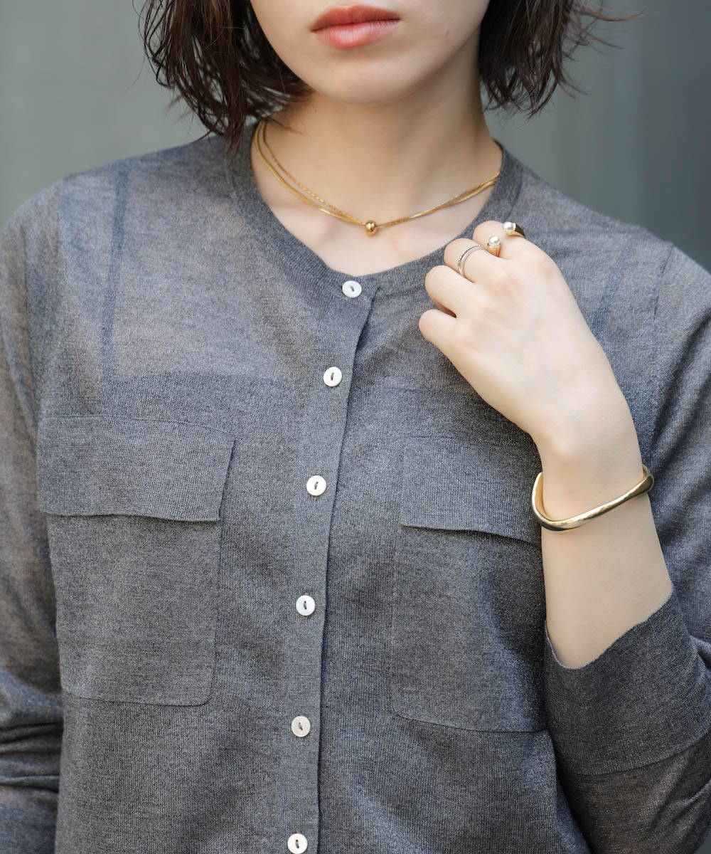 胸フラップポケットシアーニットカーディガン