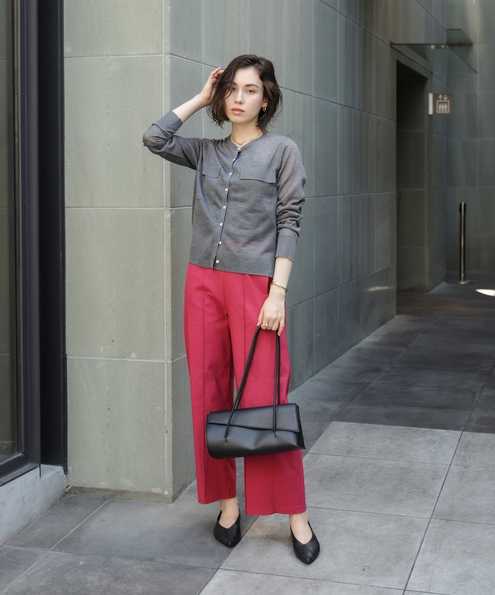 胸フラップポケットシアーニットカーディガン