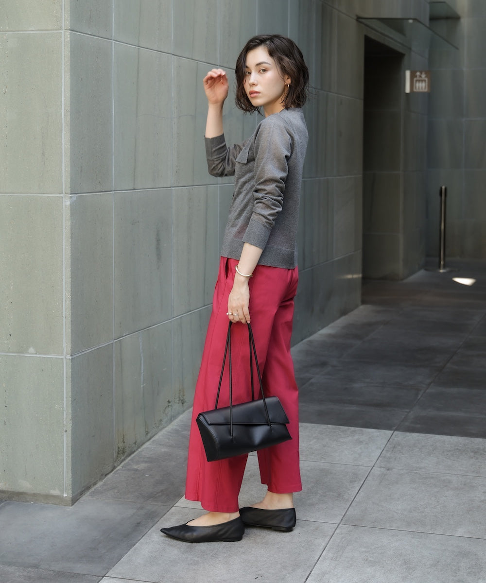 胸フラップポケットシアーニットカーディガン