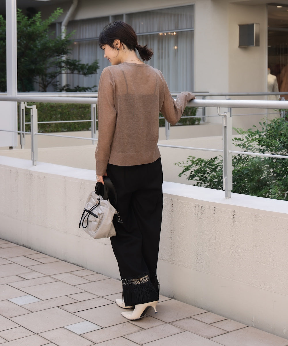 胸フラップポケットシアーニットカーディガン