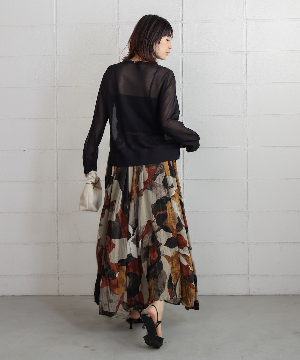 胸フラップポケットシアーニットカーディガン