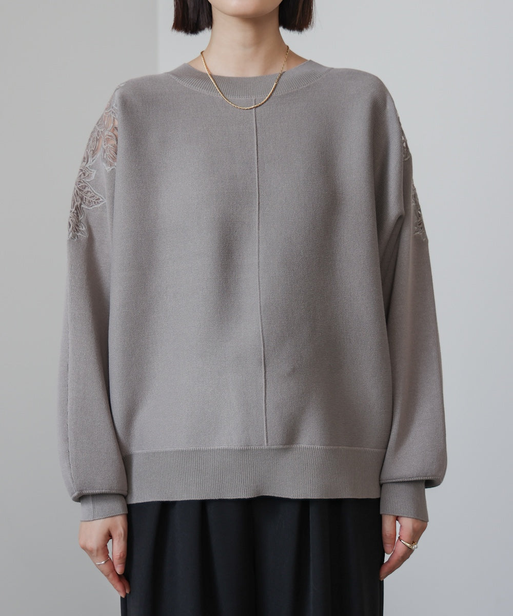 肩レースドルマンニットプルオーバー