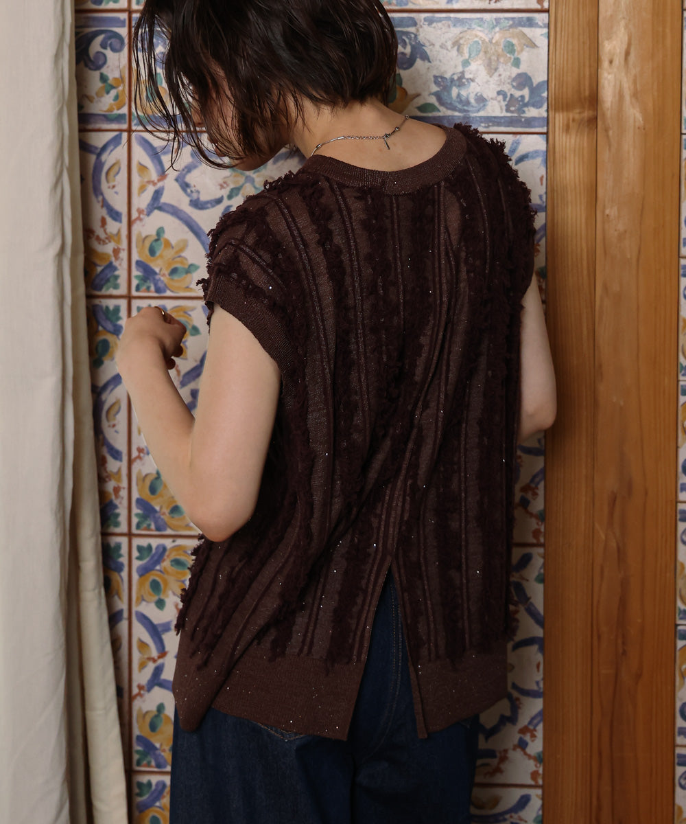 フリンジスパンコールニットチュニック