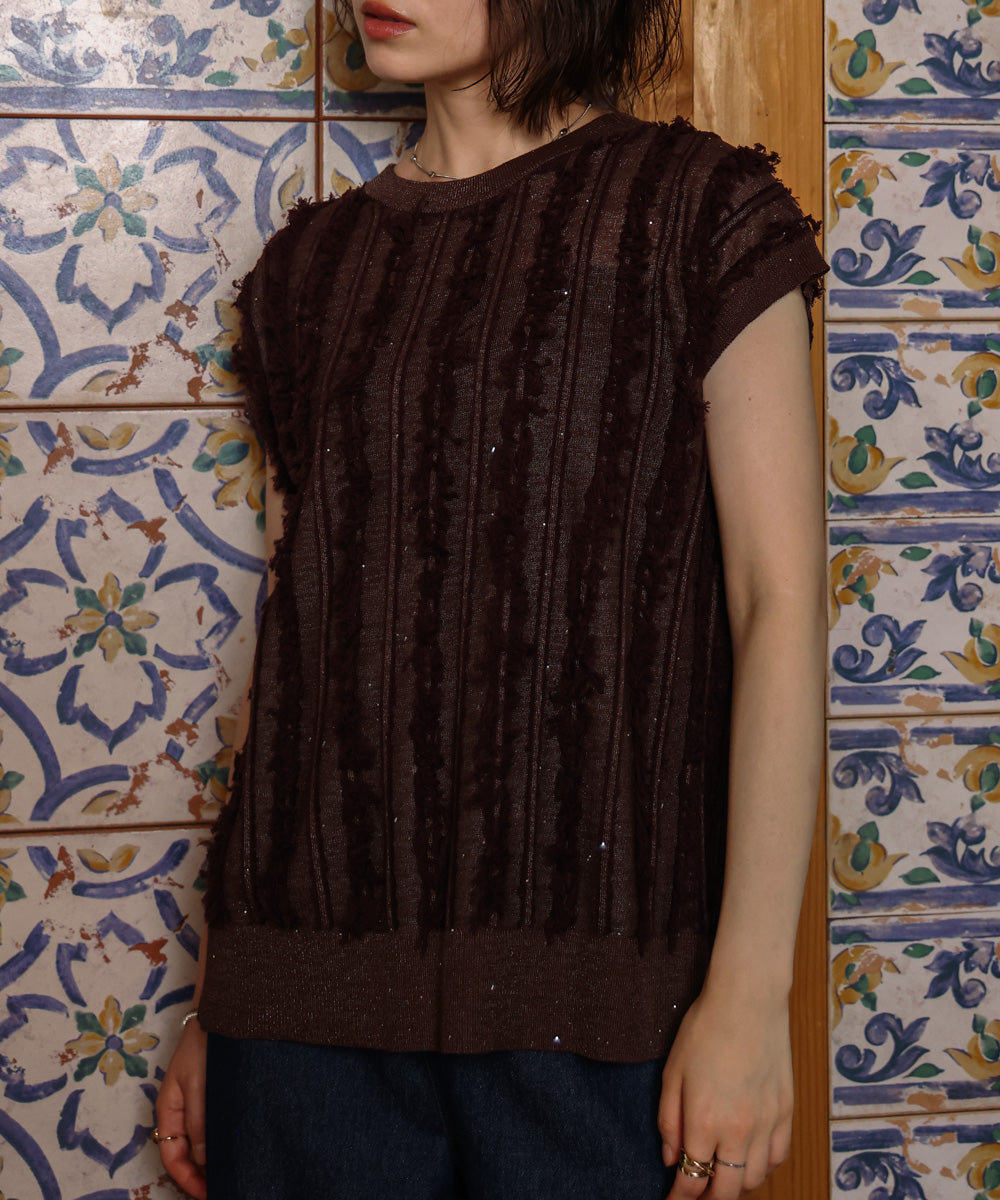 フリンジスパンコールニットチュニック