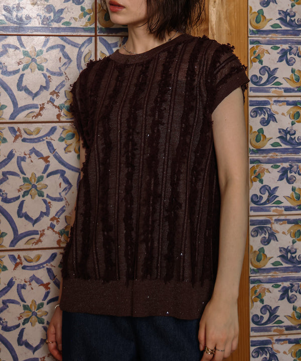 フリンジスパンコールニットチュニック