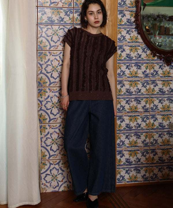 フリンジスパンコールニットチュニック