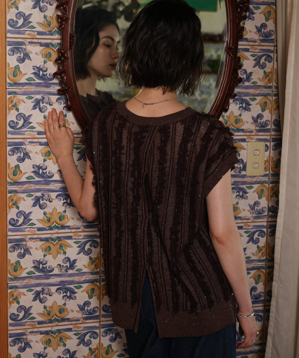 フリンジスパンコールニットチュニック