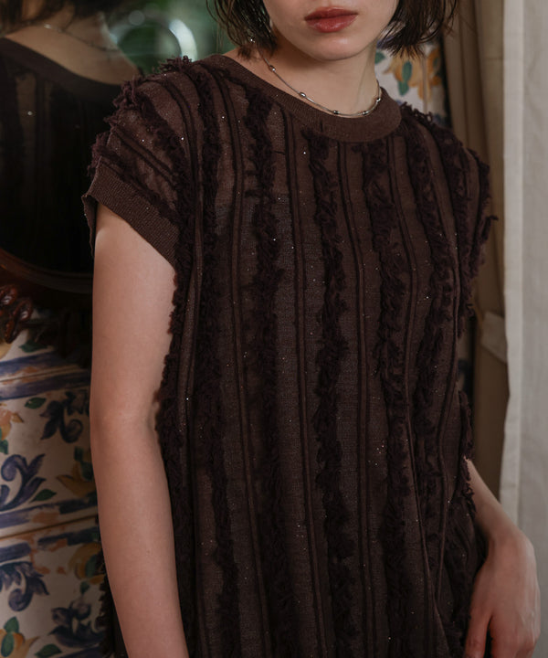 フリンジスパンコールニットチュニック