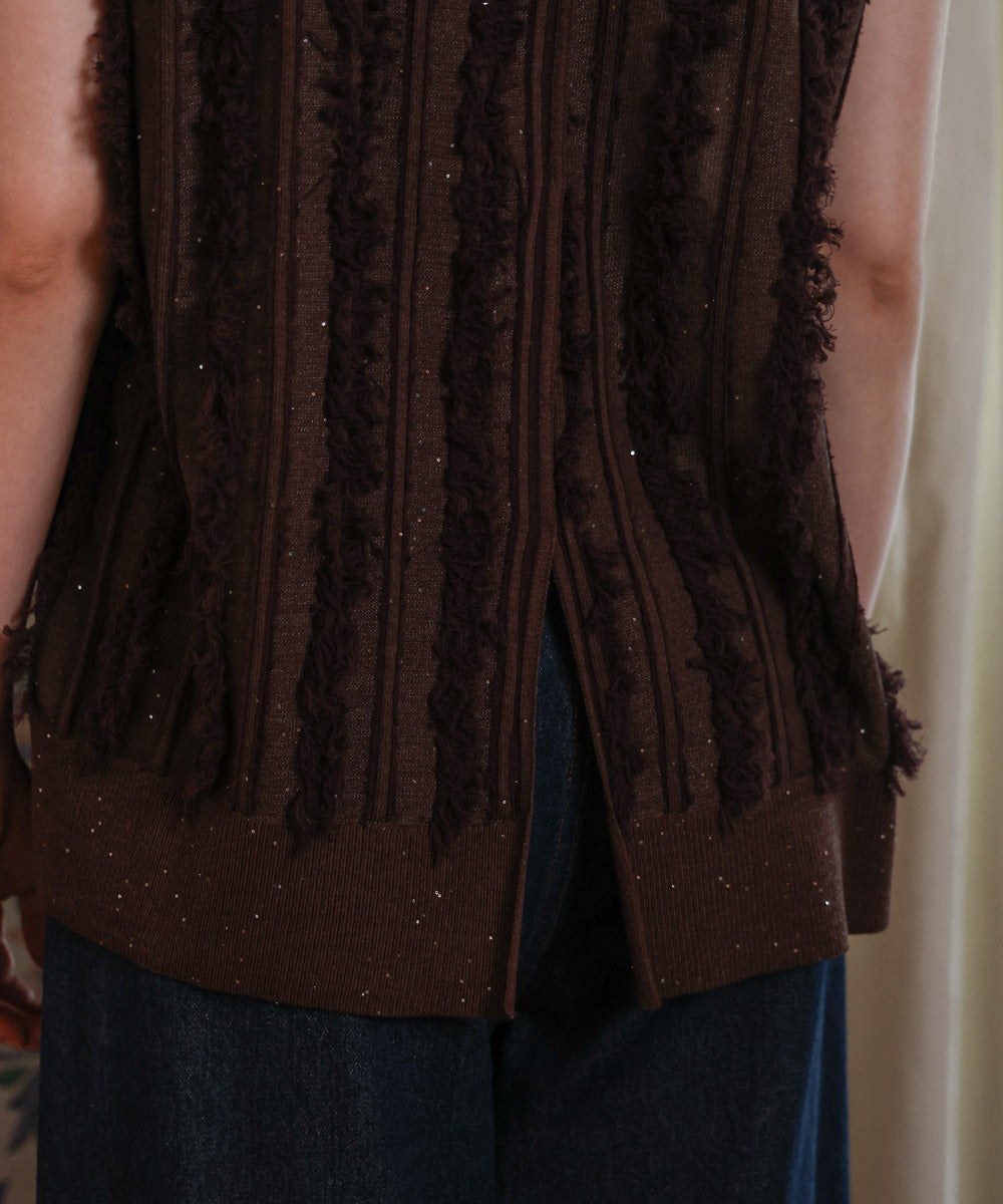 フリンジスパンコールニットチュニック