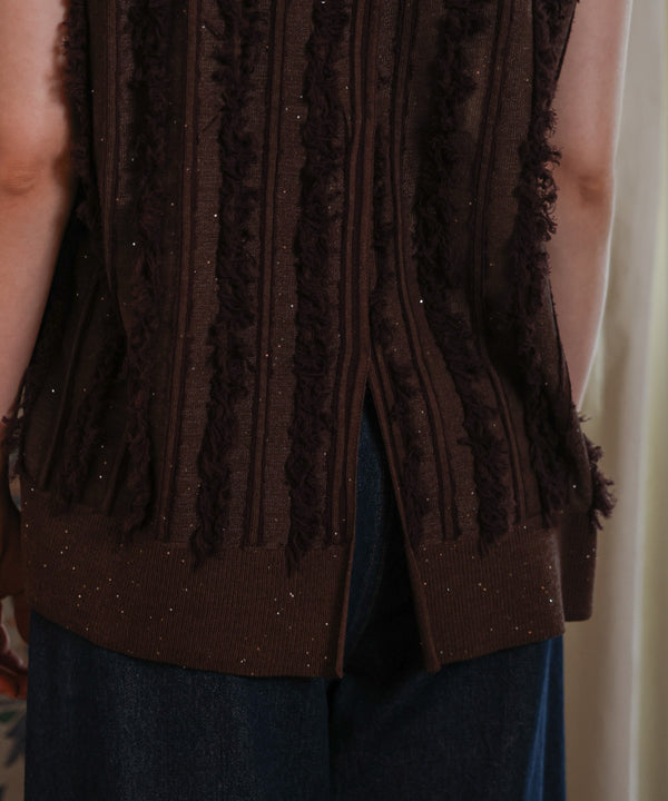 フリンジスパンコールニットチュニック