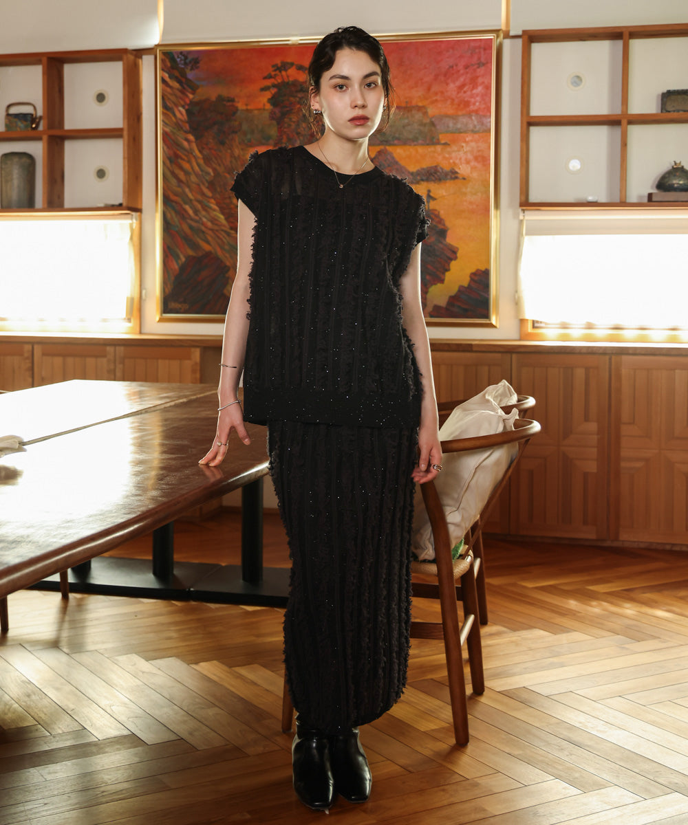 フリンジスパンコールニットチュニック