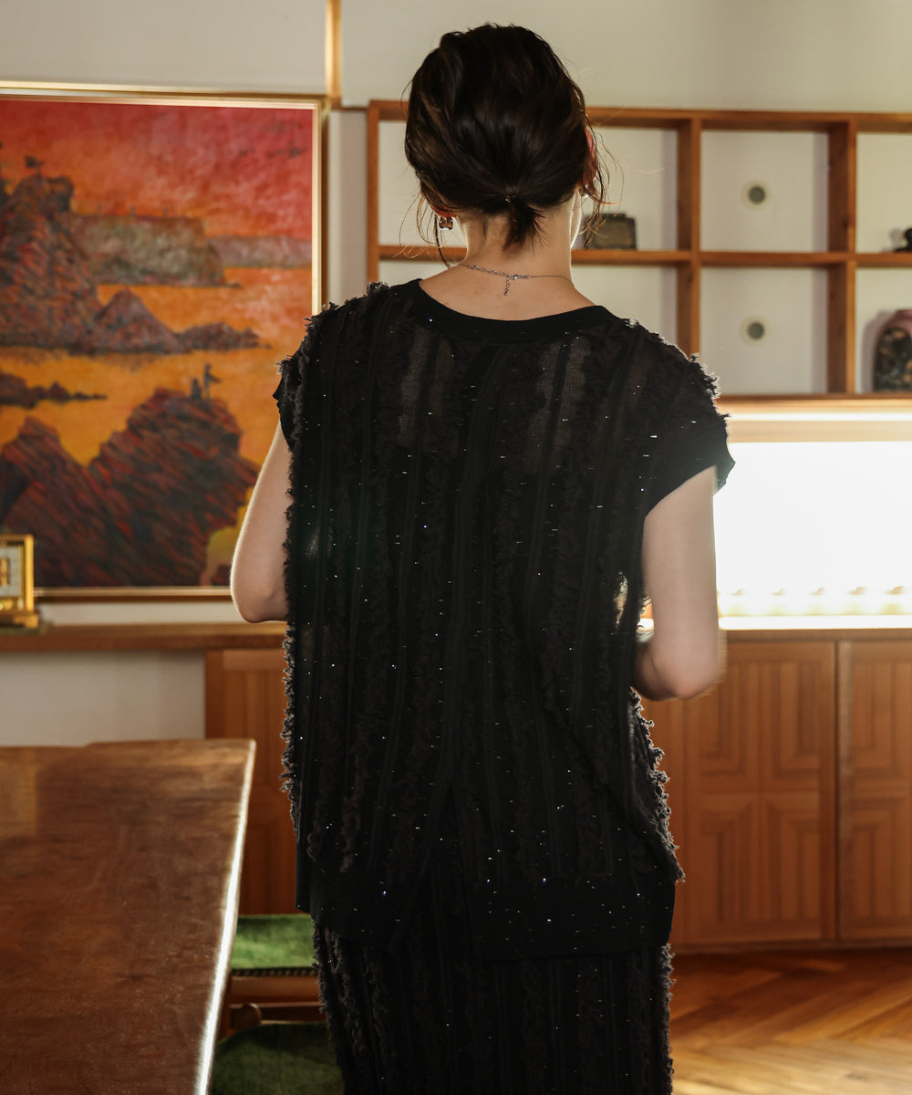 フリンジスパンコールニットチュニック