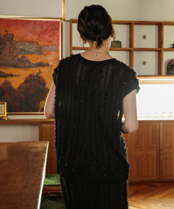 フリンジスパンコールニットチュニック