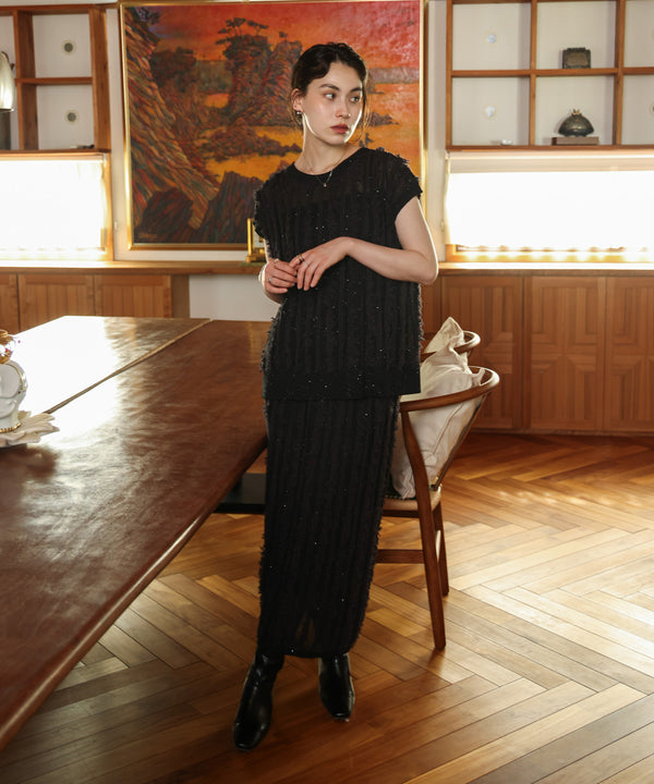 フリンジスパンコールニットチュニック