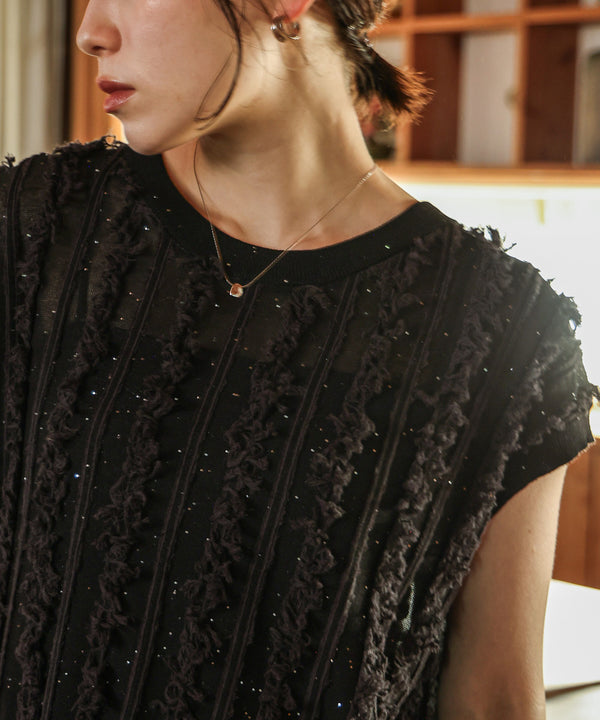 フリンジスパンコールニットチュニック