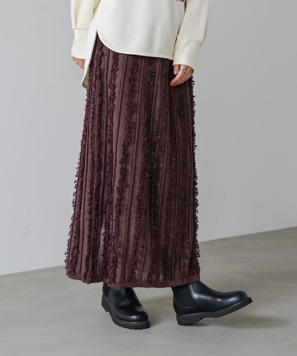 フリンジスパンコールニットスカート