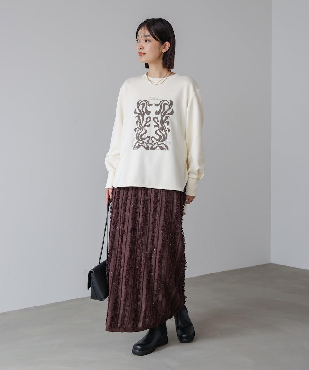 フリンジスパンコールニットスカート