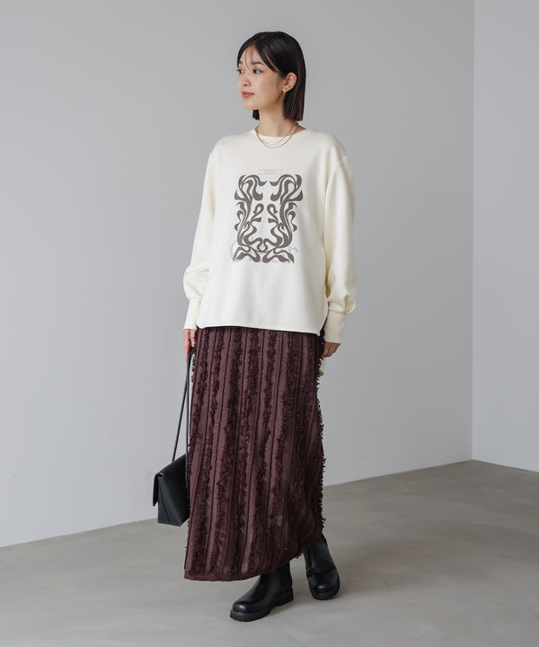 フリンジスパンコールニットスカート