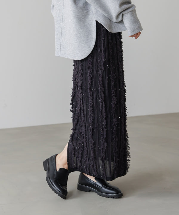フリンジスパンコールニットスカート