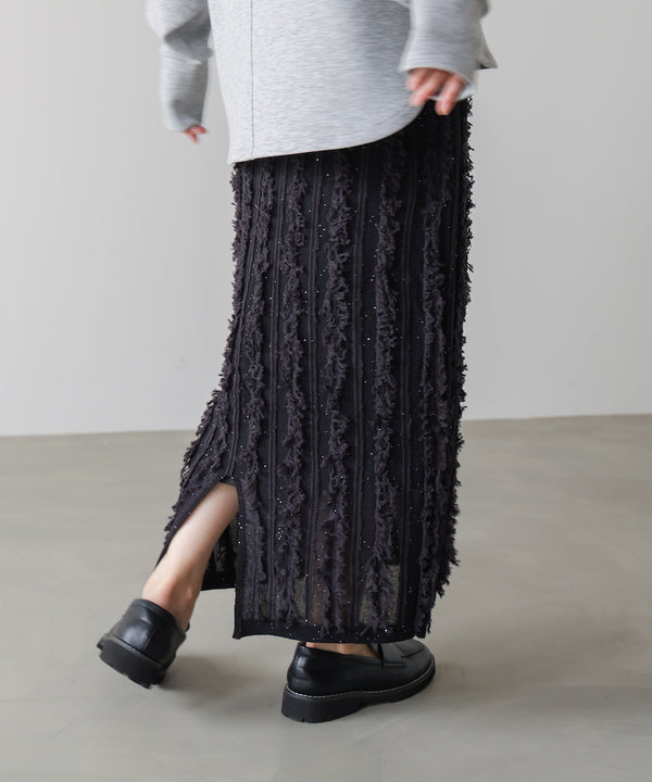 フリンジスパンコールニットスカート
