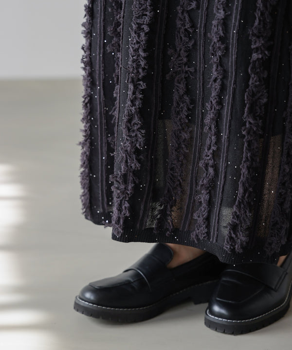 フリンジスパンコールニットスカート