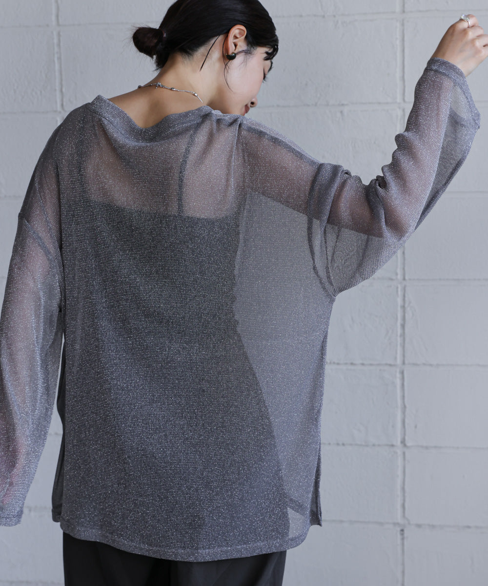 オーバーサイズラメシアートップス