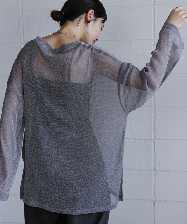 オーバーサイズラメシアートップス