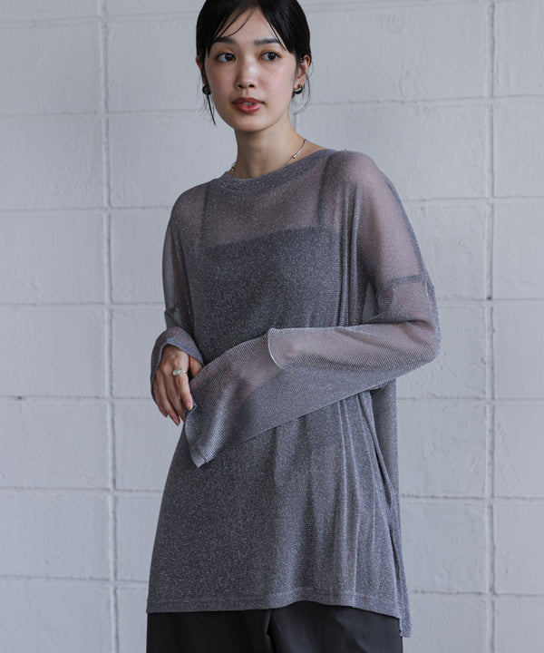 オーバーサイズラメシアートップス