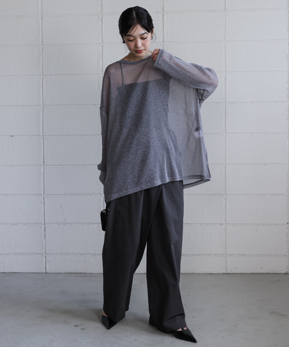 オーバーサイズラメシアートップス