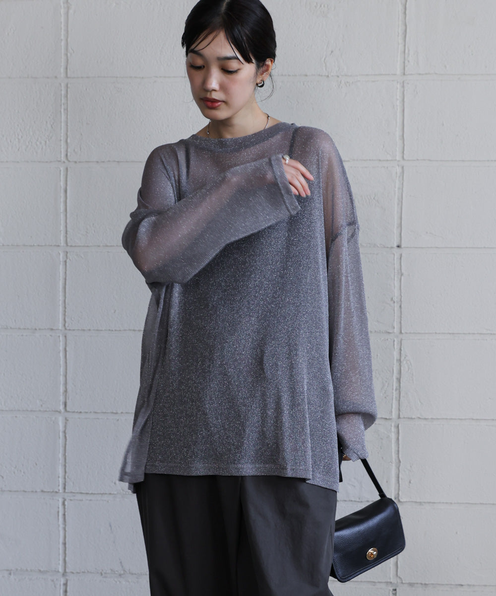 オーバーサイズラメシアートップス