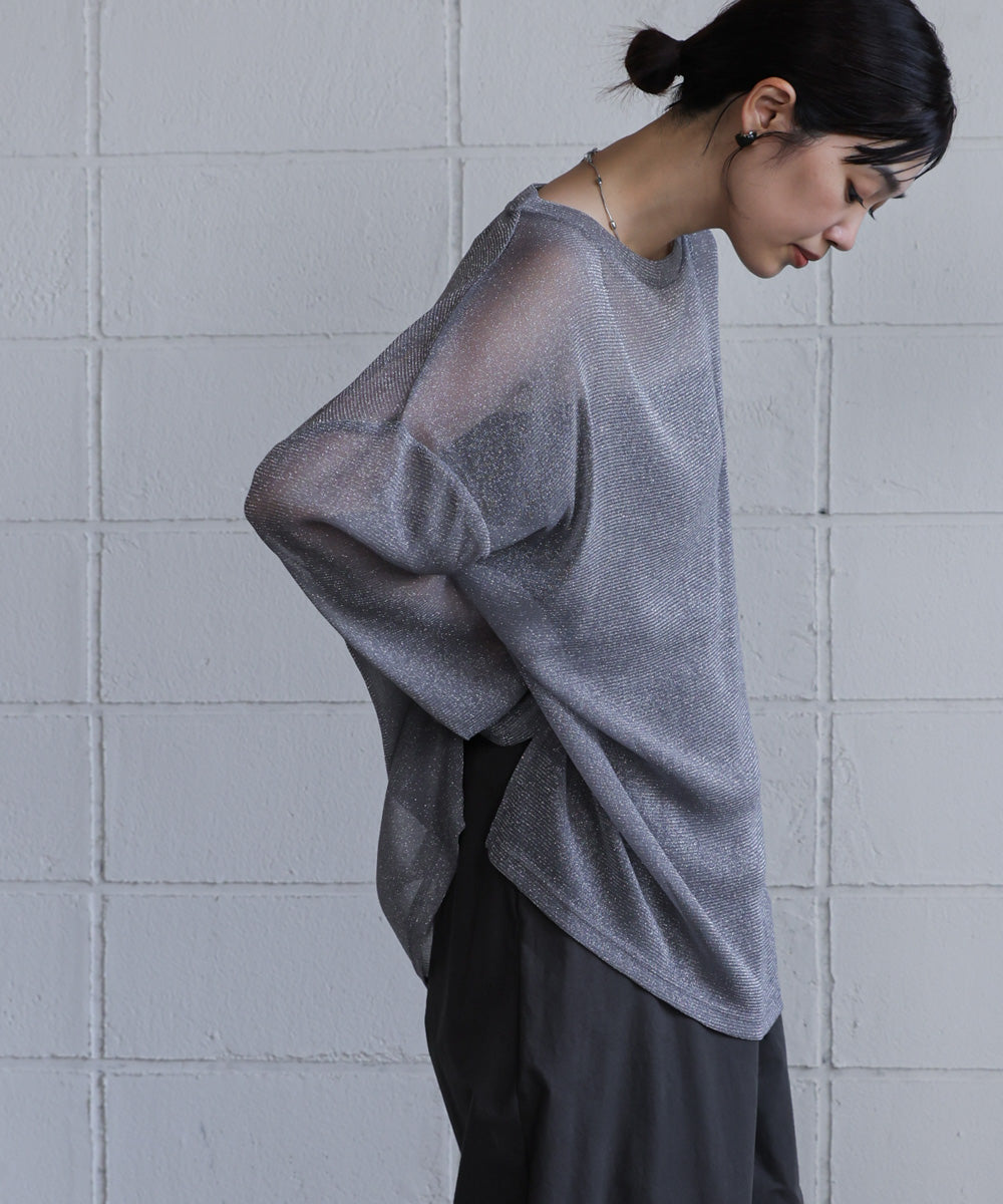 オーバーサイズラメシアートップス