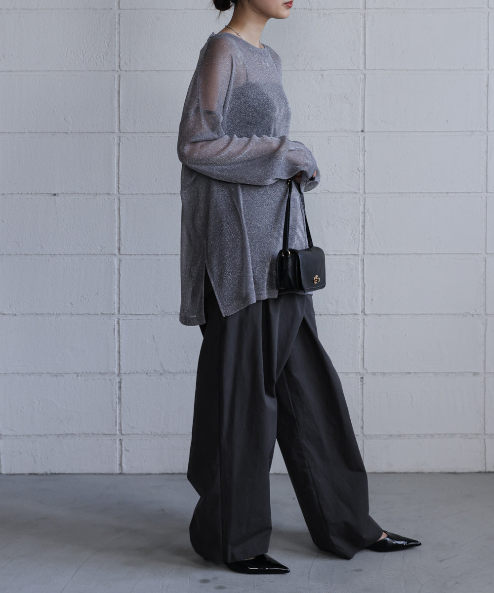 オーバーサイズラメシアートップス