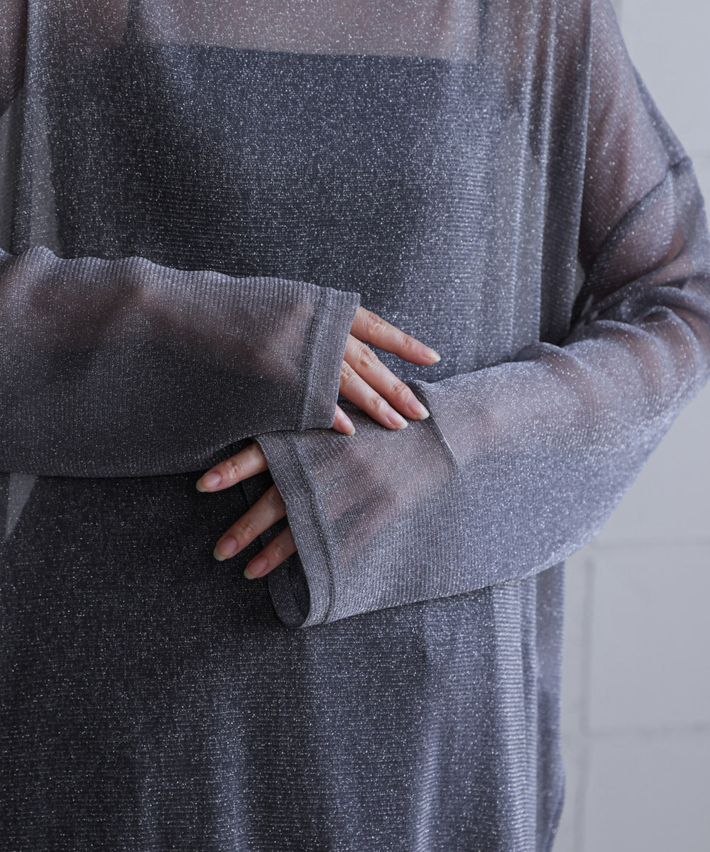 オーバーサイズラメシアートップス