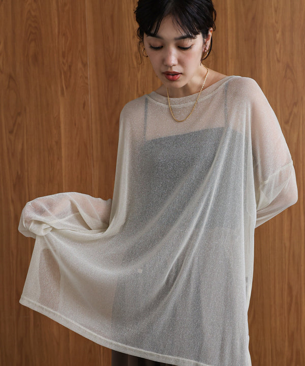 オーバーサイズラメシアートップス