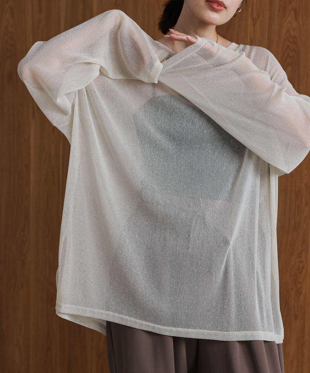 オーバーサイズラメシアートップス