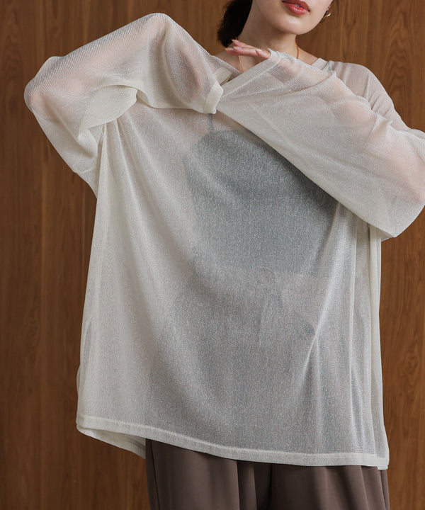 オーバーサイズラメシアートップス