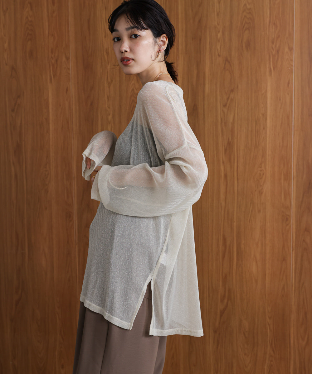 オーバーサイズラメシアートップス