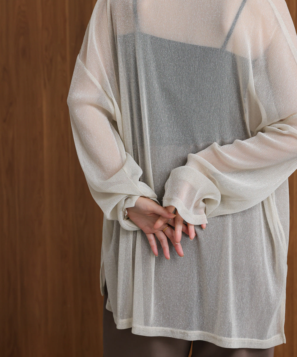 オーバーサイズラメシアートップス