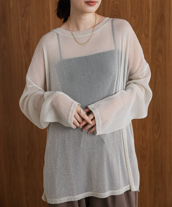 オーバーサイズラメシアートップス