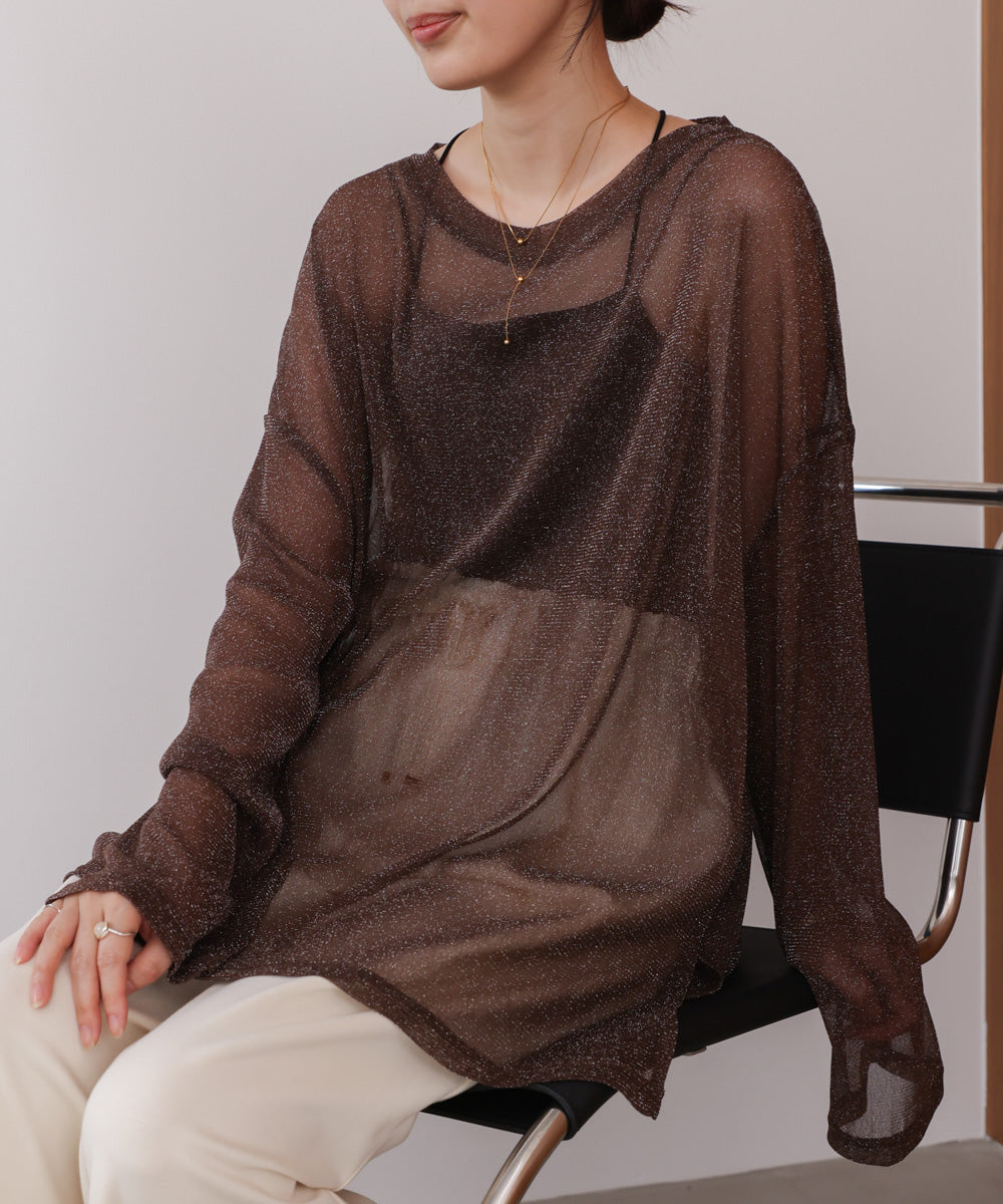 オーバーサイズラメシアートップス